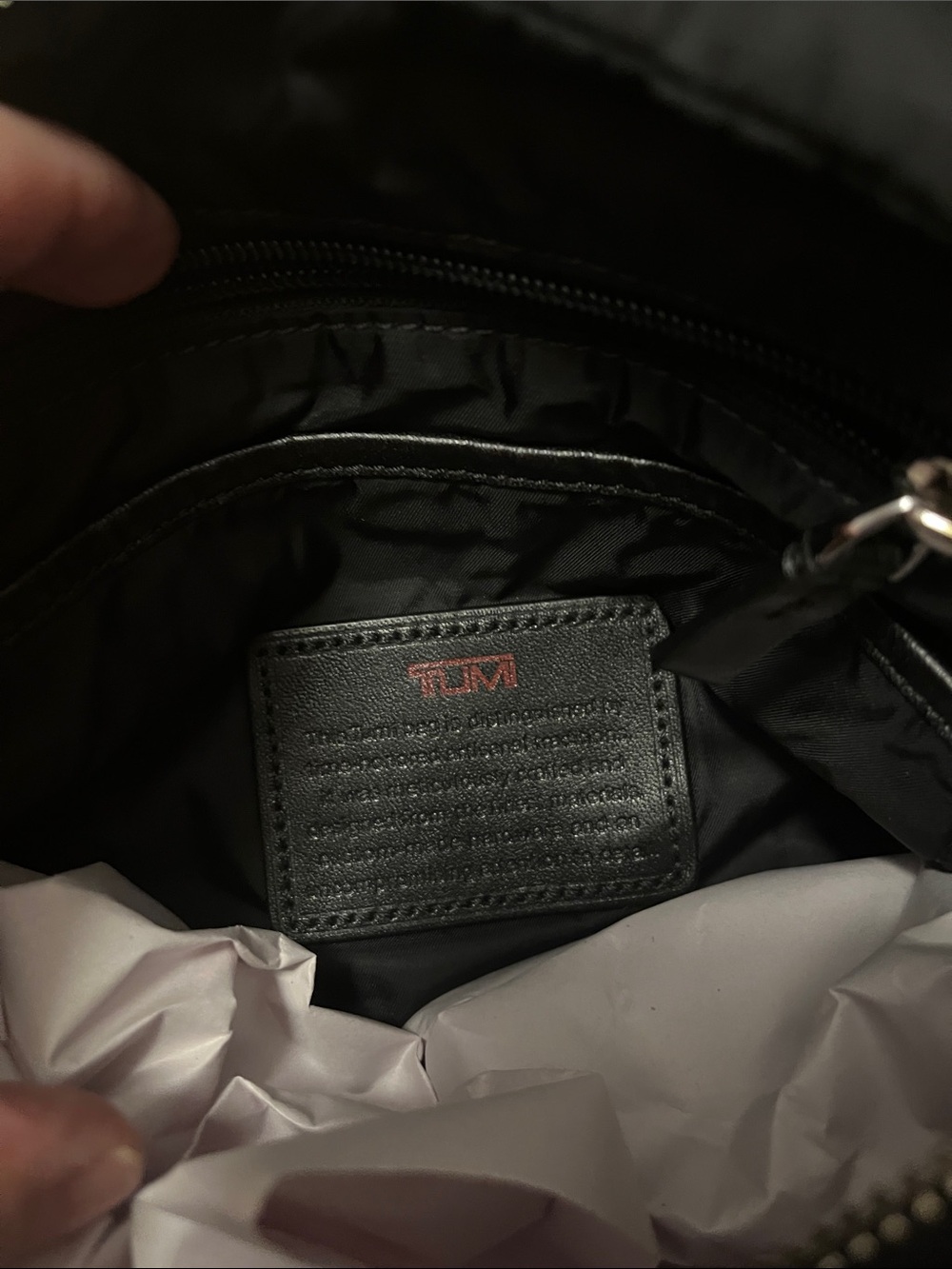 Tumi Black Nylon Crossbody Bag with Red Accent - Picture 4 of 5